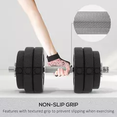 HOMCOM 30KG Adjustable Dumbbells Set, Hand Weights Set for Home Gym Weight Lifting Training - 5