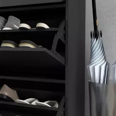 HOMCOM Three Drawer Slim Shoe Storage Cabinet, 12 Shoe Pairs - Black - 9