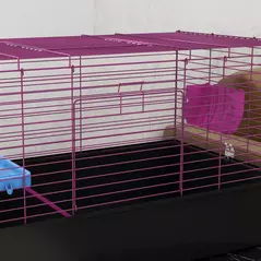 PawHut Chinchillas Small Rabbit Guinea Pig Small Animal Cage, Pet Playhouse, with Platform, Ramp, 99 x 52 x 53cm, Black - 8