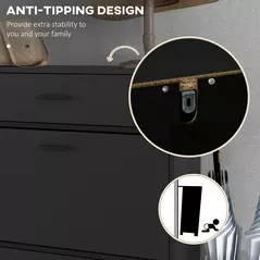 HOMCOM Three Drawer Slim Shoe Storage Cabinet, 12 Shoe Pairs - Black - 6