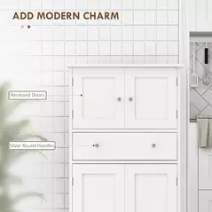 HOMCOM Multi-Storage Freestanding Kitchen Cabinet - White - 4