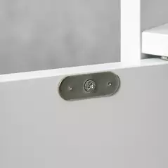 kleankin Modern Bathroom Storage Cabinet, Freestanding Tall Bathroom Cabinet with Open Shelves and 3 Cupboards with Door, for Bedroom Hallway, White - 8