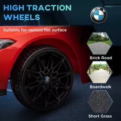 AIYAPLAY 12V BMW Licensed Kids Car, with Easy Transport, Remote Control, Suspension, Music, Horn, LED Lights, Red - 9