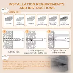 PawHut 4PCs Wall-Mounted Cat Shelves w/ Scratching Post, Hammock, Nest - Dark Grey - 7