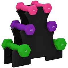 SPORTNOW 2 x 1kg, 2 x 2kg, 2 x 3kg Dumbbells Set with Dumbbell Rack, Hand Weights for Home Gym Training - 1