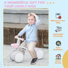 AIYAPLAY Kids Balance Bike for 1-3 Years Old with Adjustable Seat, Silent Wheels, Pink - 7