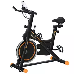 HOMCOM Exercise Bike, Indoor Cycling, with LCD Display, Heart Rate, Sensor - Black and Orange - 1