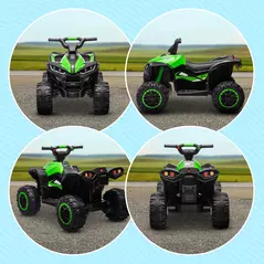 HOMCOM 12V Ride-On Quad Bike w/ Music, Horn, for Ages 3-5 Years - Green - 8