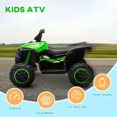 HOMCOM 12V Ride-On Quad Bike w/ Music, Horn, for Ages 3-5 Years - Green - 4