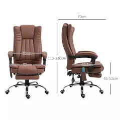 Vinsetto Office Chair with Massage and Heat, Microfibre Reclining Computer Desk Chair with Footrest and Adjustable Height, Swivel Wheels for Home Office, Brown - 3