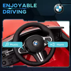 AIYAPLAY 12V BMW Licensed Kids Car, with Easy Transport, Remote Control, Suspension, Music, Horn, LED Lights, Red - 7