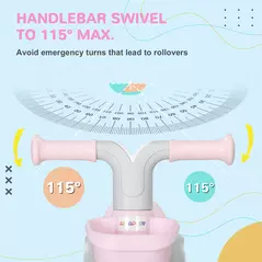 AIYAPLAY Kids Balance Bike for 1-3 Years Old with Adjustable Seat, Silent Wheels, Pink - 4