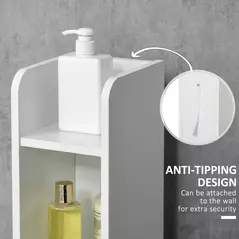 kleankin Modern Bathroom Storage Cabinet, Freestanding Tall Bathroom Cabinet with Open Shelves and 3 Cupboards with Door, for Bedroom Hallway, White - 6