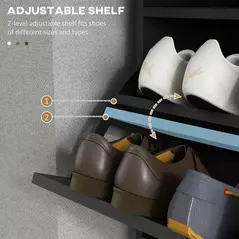 HOMCOM Three Drawer Slim Shoe Storage Cabinet, 12 Shoe Pairs - Black - 5