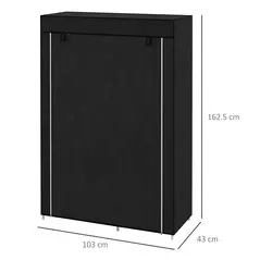 HOMCOM Fabric Wardrobe, Portable Wardrobe with 6 Shelves, 1 Hanging Rail, Foldable Closets, 103 x 43 x 162.5 cm, Black - 3
