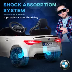 AIYAPLAY 12V BMW Licensed Kids Car, with Easy Transport, Remote Control, Suspension, Music, Horn, LED Lights, White - 6