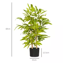 HOMCOM 2 PCs Artificial Plants Bamboo Tree in Pot Desk Fake Plants for Home Indoor Outdoor Decor, 15x15x60cm, Green - 3
