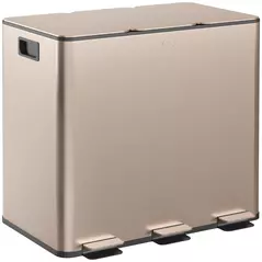 HOMCOM 45L Triple Compartment Stainless Steel Bin, with Deodoriser Holders - Gold Tone - 1