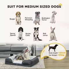 PawHut Calming Dog Bed Pet Mattress w/ Removable Cover, Anti-Slip Bottom, for Medium Dogs, 90L x 69W x 21Hcm - Charcoal Grey - 4