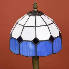 HOMCOM Handmade Art Deco Glass Table Lamp - White/Blue - 8