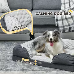 PawHut Calming Dog Bed Pet Mattress w/ Removable Cover, Anti-Slip Bottom, for Medium Dogs, 90L x 69W x 21Hcm - Charcoal Grey - 6