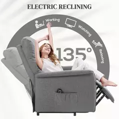 HOMCOM Electric Riser Recline Armchair, with Footrest - Grey - 5
