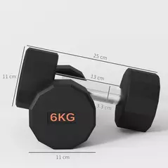 SPORTNOW Dumbbells Weights Set with 12-Sided Shape and Non-Slip Grip for Men Women Home Gym Workout, 2 x 6kg - 3