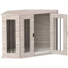 PawHut Dog Crate Furniture Side Table, with Cushion, 104 x 55 x 63cm - Walnut Brown - 9