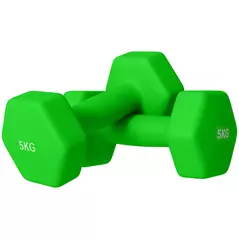 SPORTNOW 2 x 5kg Hexagonal Dumbbells Weights Set with Non-Slip Grip for Home Gym Workout, Green - 1