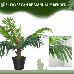 Outsunny 2 Pack 60cm Artificial Palm Tree Decorative Plant with Nursery Pot, Fake Tropical Tree for Indoor Outdoor Decor - 6