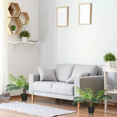 Outsunny 2 Pack 60cm Artificial Palm Tree Decorative Plant with Nursery Pot, Fake Tropical Tree for Indoor Outdoor Decor - 2