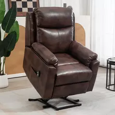 HOMCOM Faux Leather 70° Electric Riser Recliner Chair, Dark Brown - 2