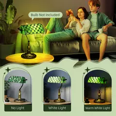 HOMCOM Stained Glass Table Lamp, Vintage Lamp with Green Handmade Shade, Metal Base, Antique Bedside Lamp for Bedroom Living Room Home Decoration - 5