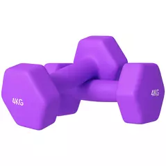 SPORTNOW 2 x 4kg Hexagonal Dumbbells Weights Set with Non-Slip Grip for Home Gym Workout, Purple - 1