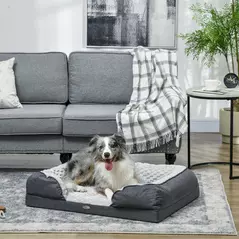 PawHut Calming Dog Bed Pet Mattress w/ Removable Cover, Anti-Slip Bottom, for Medium Dogs, 90L x 69W x 21Hcm - Charcoal Grey - 2