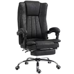 Vinsetto Home Office Chair Microfibre Desk Chair with Reclining Function Armrests Swivel Wheels Footrest Black - 1