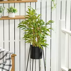 HOMCOM 2 PCs Artificial Plants Bamboo Tree in Pot Desk Fake Plants for Home Indoor Outdoor Decor, 15x15x60cm, Green - 8