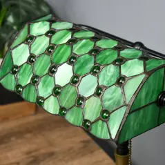 HOMCOM Stained Glass Table Lamp, Vintage Lamp with Green Handmade Shade, Metal Base, Antique Bedside Lamp for Bedroom Living Room Home Decoration - 7