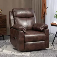HOMCOM Faux Leather 70° Electric Riser Recliner Chair, Dark Brown - 8