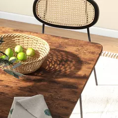 HOMCOM Six-Person Drop Leaf Dining Table - Rustic Brown/Black - 9