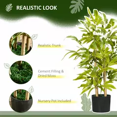 HOMCOM 2 PCs Artificial Plants Bamboo Tree in Pot Desk Fake Plants for Home Indoor Outdoor Decor, 15x15x60cm, Green - 4