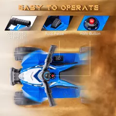 AIYAPLAY Honda Licensed Kids Electric Quad Bike, 6V ATV Ride On for Ages 1.5-3 Years, Blue - 5