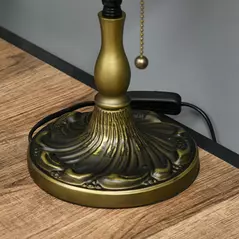 HOMCOM Stained Glass Table Lamp, Vintage Lamp with Green Handmade Shade, Metal Base, Antique Bedside Lamp for Bedroom Living Room Home Decoration - 9