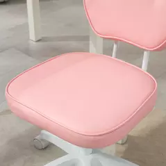 Vinsetto Vanity Office Chair, PU Leather Computer Chair for Home, with Adjustable Height, Armless, Swivel Wheels, Pink - 8