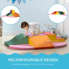 HOMCOM 6 Piece Soft Play Equipment for Kids Climb and Crawl, Red - 6