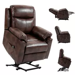 HOMCOM Faux Leather 70° Electric Riser Recliner Chair, Dark Brown - 1