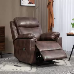 HOMCOM Faux Leather 70° Electric Riser Recliner Chair, Dark Brown - 7