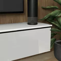 HOMCOM 160cm High Gloss Floating TV Unit Stand for TVs up to 70", Wall Mounted TV Cabinet with Storage Cupboards, White - 9