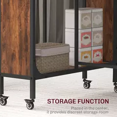 HOMCOM Six-Person Drop Leaf Dining Table - Rustic Brown/Black - 5