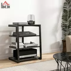 HOMCOM HiFi Stand, with Four Storage Shelves - Black - 2
